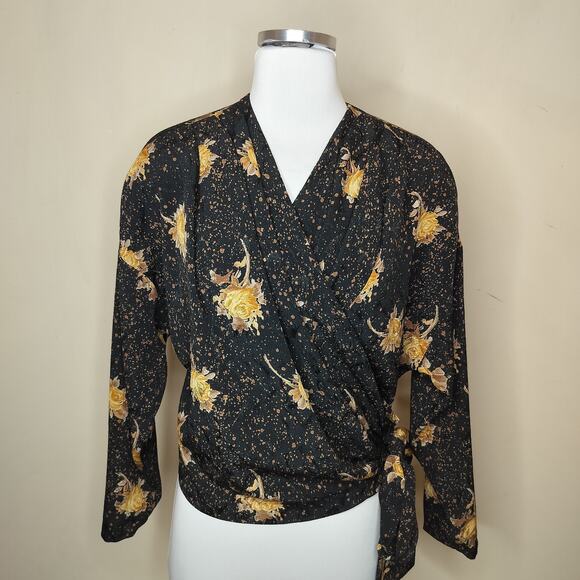 Pepe Tops - Pepe Floral Spotted Wrap Shirt Pleated Shoulder Long Sleeve